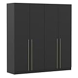 Fabryka Mebli Idźczak Drehtürenschrank, Kleiderschrank - Schlafzimmerschrank - 57 x 200 x 210 cm - Wohnzimmerschrank, Garderobenschrank, Schrank mit Einlegeböden und Zwei Kleiderstangen - Schwarz