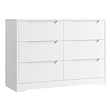 HOCSOK Kommode mit 6 Schubladen, Sideboard Schubladenschrank aus Holz, Kommode für Schlafzimmer, Wohnzimmer, Flur, Modern, 108 x 82,5 x 39 cm