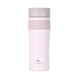 SANTECO Thermobecher Auto mit One-Press-Schalter, Kaffeebecher to go Edelstahl 510ml BPA-Frei, Coffee to go Becher Thermo Spülmaschinenfest für Reisen Bürogebrauch Hellrosa