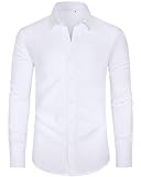 J.VER Hemd Herren Langarm Bügelfrei Business Hemd Regular Fit Anzug Freizeithemden Elastiscer Modische Herren Hemden,Weiß,XL
