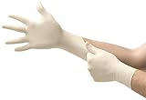 Ansell TouchNTuff 69-318 Latex Einweghandschuhe Puderfrei, Professionelle Schutzhandschuhe mit Texturierte Fingerspitzen, Lebensmittel Einmalhandschuhe, Weiß, Größe M (100 Handschuhe)