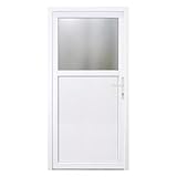 HORI® Haustür Kellertür Kunststoff Nebeneingangstür Komplettset Hauseingangstür, vielseitig einsetzbar für Keller, Garage und Nebeneingang I Farbe: weiß I DIN rechts I Modell: Light I 198 x 98 cm