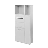 YNIYUJKL Nischen-Aufbewahrungs-Organizer Für Badezimmer Und Dusche Mit Mülleimer, Edelstahl, Gebogene Oberseite, Wandablage Für Toilette, Küche, Schlafzimmer, Keine Flie,White-40x14x86cm