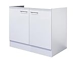 Flex-Well Smart Möbel Spülenunterschrank ohne Arbeitsplatte - 100 cm breit - Weiß Nawa