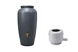 YOURSOL Regenamphore Amphora mit Füllautomat, 220 Liter, Regenwassertonne Garten, Regenbehälter, Regentonne, Regentank, Wassertonne, Regenwasserbehälter oberirdisch, Graphite Grey, Graphit Grau