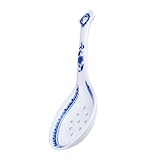 MUELODSIC Keramik Suppenlöffel aus Chinesischem Porzellan mit Langem Griff Großer Schöpfkopf Stilvolles Blau Weißes Design Robust und Langlebig für Asiatische Suppen und Familienessen