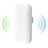 Outdoor WLAN Verstärker Wetterfester, IP65 Regenfest und Staubdicht WiFi Repeatermit AP Modus, 2.4Ghz 300 Mbit/s WiFi Expander,Eingebaute versteckte Antenne, Arbeitstemperatur -40℃—70℃，weiß