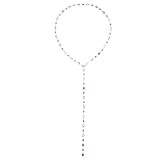 TIESOME Lange Halskette In Y Form Mit Strasssteinen Für Damen, Bunte Perlen Körperkette Für Festivals Partys Und Den Strand