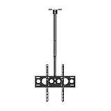 Verstellbare TV-Deckenhalterung, passend für 32-50-Zoll-Fernseher, volle 360°-Drehung und 30°-Neigung, maximale Tragkraft 40 kg, 1 m Teleskoparm (2,5 m)