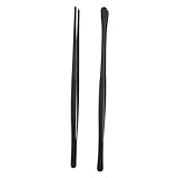 GLEAVI 2 Stück Koch Zange Kochen Mit Einer Pinzette Catering -vorräte Kochpinzette Zange Kochzange Küchenpinzette Zum Kochen Pinzettenzange Zum Kochen Salatzange Schwarz Rostfreier Stahl