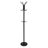 Amazon Basics Hut- und Kleiderständer, 29.5 x 29.5 x 167 cm (L x W x H), Schwarz