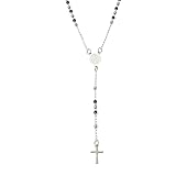 Religiöse Rosenkranz-Halskette aus 925er-Sterlingsilber für Damen – 1 Stück Kreuz-Maria-Anhänger-Gliederkette 20 Zoll, Halsketten