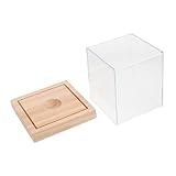 GALPADA Transparente Softball Vitrine aus Acryl mit Natürlichem Holzsockel Klarer Baseball Halter für Zuhause und Ladengeschäft Staubdichte Box zur Stilvollen Aufbewahrung und