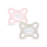 MAM Comfort Schnuller | 0-3 Monate | Schnuller für Frühgeborene und Neugeborene | stillfreundlicher Babyschnuller | besonders klein & leicht | extra sanft | 100% Silikon | rosa/beige | 2 Stück