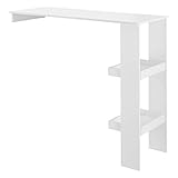 [en.casa] Bartisch Sölvesborg 120x45x106cm Stehtisch für Wandmontage Bartheke mit Ablagen Weiß