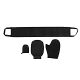 Doppelseitiges Beflockungs-Selbstbräunungshandschuh-Applikator-Set, Selbstbräunungshandschuh-Set mit Peeling-Handschuh und Rückenlotion-Applikator, weicher und hautfreundlicher