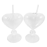 PLAFOPE 2 Stück Teiliges Herzförmiges Weinglas Transparentes Glas Goblet Party Bar Dekor Stilvoll Stabiles Design Vielseitig Einsetzbar für Wein und Cocktails