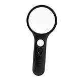 Ipetboom Handheld LED Illuminated Magnifier mit Fach Glaslinse für Senioren für Klare Sicht bei Schwachem Licht Batterie Schwarz