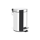 MSV, Eleganter Edelstahl-Mülleimer mit Fußpedal, Ideal für Küche, Badezimmer oder Büro, Modernes Design, Einfach zu bedienen, Hygienisch und Stabil, Größe: 3L, Farbe: Edelstahl-Mirror
