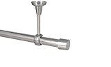 Sento Gardinenstange Vorhangstange 25mm 1-läufig Deckenmontage Edelstahl Optik 140 cm ALBANA