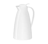alfi ECO 1,0l, coconut white, Isolierkanne mit hygienischem Hartglaseinsatz aus Kunststoff, Drehverschluss mit bequemer Drucktaste, Ausgießen mit einer Hand, ideal als Kaffeekanne, Teekanne, BPA-frei