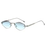 PPFVVTV Luxuriöse Sonnenbrille mit kleinem Rahmen und Farbverlauf, Diamanten, für Damen, Luxus-Mode-Sonnenbrille mit Metallrahmen, für Herren, UV400 (silbergrau-blau)
