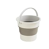 Faltbarer Eimer 5/10/17L Falteimer Tragbares, zusammenklappbares Mehrzweckwaschbecken Platzsparend Verdickter Angeleimer for den Außenbereich Autowaschen(Color1,10L)