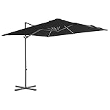Qnhdfrt Sonnenschirm 250x250 cm Schwarz UV-Schutz Ampelschirm mit Kurbel Neigbar und 360 Grad Drehbar Robustes Design für Garten Terrasse und Strand