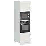 Teenpull Herdumbauschränke 2er-Set Porto Weiß, Küchenschrank aus Holzwerkstoff, Aufbewahrungslösung mit Stauraum für Backofen Mikrowelle, Vorratsmöbel höhenverstellbar 60x57x207cm