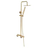 Duschsystem, Duschsystem mit Thermostat, Gold-Duschsystem Thermostatisches Duschset 25cm Gold rund Für Hotels, Badeanstalten, Schwimmbäder, Fitnessstudios