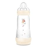 MAM Easy Start Anti-Colic Babyflasche (320 ml), besonders gut akzeptierte Milchflasche, Baby Trinkflasche mit Bodenventil gegen Koliken & Sauger Größe 2, 4+ Monate, Fisch/beige/zartrosa