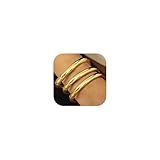 CASSIECA 3Pcs Armreif Damen 18K Gold Armbänder für Frauen Einstellbare Gold Manschette Armreif Armband Gold Chunky Stack Armbänder Gold Frauen Schmuck Set Weihnachten Geburtstag Geschenke für Sie