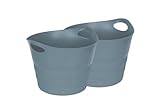 Kreher Set: 2 x Mehrzweckkorb 42 Liter, flexibel und strapazierfähig (Taubenblau)