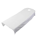 Uxely Laken für Behandlungsliege mit Öffnung für Gesichtsausschnitt, weiches Laken für Beauty-Salon, Massage, Kosmetik-Salon, Spa, Massageliege, Bett, Tisch, Bezug, Laken mit Loch, White 120cmx190cm