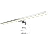 SSC-LUXon LEVA Spiegelleuchte Bad 50cm LED 9W IP44 – Badezimmer Lampe warmweiß 230V, chrom glänzend, 3-in-1 Spiegellampe Spiegelbeleuchtung 1er Set