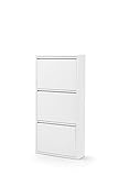 gowoll Schuhschrank Schmal Schuhregal Metall Hoch Schuhkipper mit Magnetische Abdeckung Metall Montiert Schuhregal Schmal und Wandmontage (Weiß, 3 Klappen)