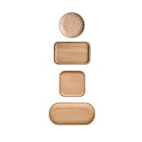 Chic Kitchen Decor Tablett Set mit Wohnaccessoire Vielseitigkeit mit einem Holztablet-Set für Tischdesign, das lässige Ess- und Wohnräume verfeinert. Ideal für moderne Innenräume.