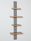 Terra Home Wandregal Esta, mit 4 Ablagen, Holz, Wandboard 122x33x15,5 cm,4 Regalbretter Ablage Schwebregal (Grau)