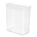 EMSA 513558 Vorratsdose Optima | Für Trockenvorräte | 1,6 L | Stapelbar | Rechteckig | 100 % keimfrei | Frische-Dichtung | 100 % Sicher | Weiß/ Transparent