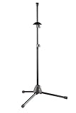 K&M 14985 Posaunen-/Basstrompetenständer Schwarz - Kunststoffsockel mit Klappfüßen - Höhe bis 97 cm flexibel verstellbar