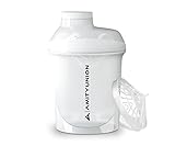 Eiweiß Shaker Deluxe 400 ml auslaufsicher, BPA frei, mit Sieb & Skala - ORIGINAL - für cremige Whey Proteinpulver Shakes, Protein Isolate & BCAA Konzentrate, Protein Shaker, Fitness Mixer, Weiß