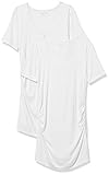 Amazon Essentials Damen Kurzärmeliges Umstands-T-Shirt mit U-Ausschnitt und Raffung, 2er-Pack, Weiß, M