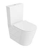 LAVITA Einteilige Stand-WC mit eingebautem Spülkasten ANTON WHITE | Komplett-Set | WC deckel mit Absenkautomatik | Keramik Toilette Spülrandlos | Toilettenschüssel | Spülsystem TORNADO