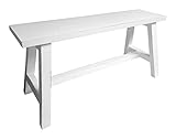 BURI Holz-Sitzbank Weiß im Used-Look 90 x 34 x 46 cm - Bank aus Mahagoni Holz Dielenbank Holzbank Landhausbank