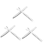 DIYEAH 3 Sätze Pinzetten Mit Spatel Schmuckwerkzeuge Entfernung Juwelierpinzette Griff Stempelpinzette Aus Metall Münzstempelzange Rostfreier Stahl Silver 2 Stück * 3