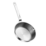 Edelstahlpfanne mit Griff zum Kochen von Eiern, Milch und Saucen, mit einfachem Ausguss und Loch zum Aufhängen zur Aufbewahrung (15,3 cm)