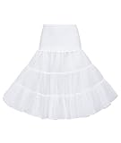 Wikoan Reifrock Petticoat Unterrock Damen Kurz Petticoat Underskirt Crinoline für Rockabilly Kleid Sommer Weiß L