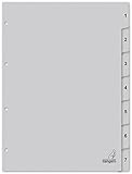 Kangaro Karton-Register DIN A4 Zahlen 1-7. 180 g/m² recycelter Grau FSC Karton - 7-teilig