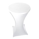 Stoff-Kollektion - Stretch Stehtischhusse 70cm aus Polyester & Stretch – Bügelfrei & Waschbar bis 40°C – Gummierte Fußtasche & passgenau - Tischhussen für Hochzeiten, Partys & Events - Weiß
