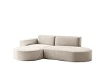 Kaiser Möbel - Sofa L Form - Ecksofa, Sofa 3 Sitzer - 236 x 165 cm - L Couch für Wohnzimmer, Jugendzimmer - Wohnlandschaft L Form - Ottomane Links - Beige